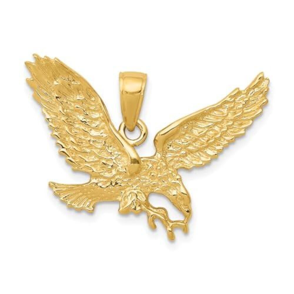 10k Yellow Gold Solid Polished Eagle Pendant - image 5